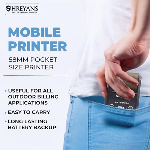 SRS588- 58mm Mini Portable Inkless Thermal Printer with  Bluetooth Connectivity