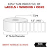 Shreyans (38x15) 1.5 x 0.5" Direct Thermal Labels | No Ink | 500 Labels in One Winding