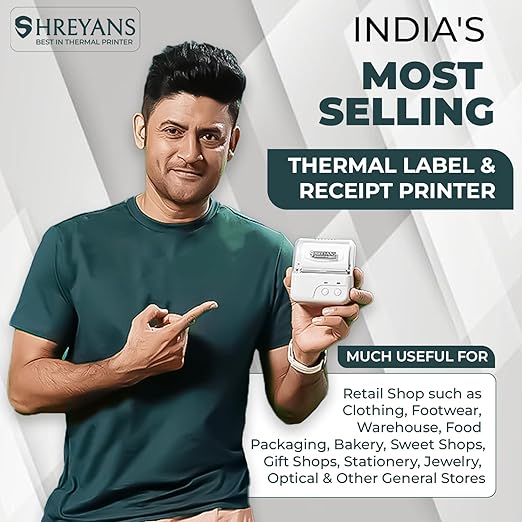 Shreyans 80mm thermal receipt Rechargable Printer Portable Bluetooth + USB