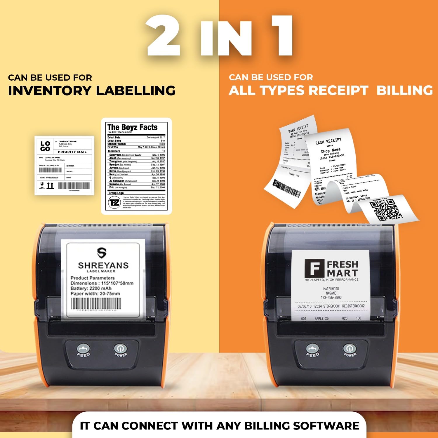 SHREYANS (SRS80D) 80mm Bluetooth Barcode Label + Receipt Printer with