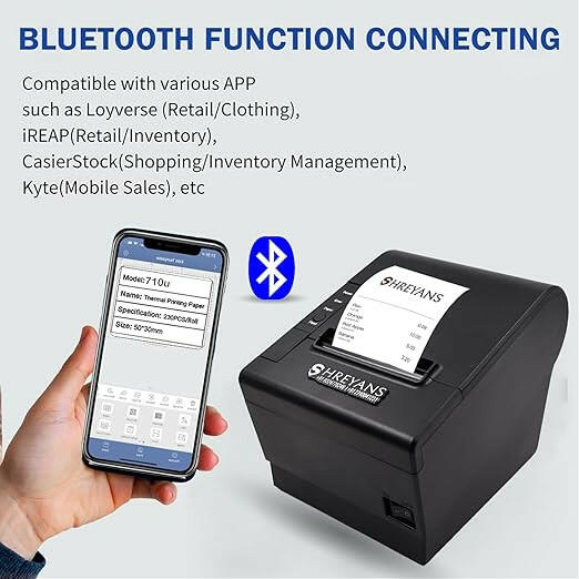 Shreyans 80mm Thermal Receipt Printer with Auto Cutter (USB+Bluetooth)