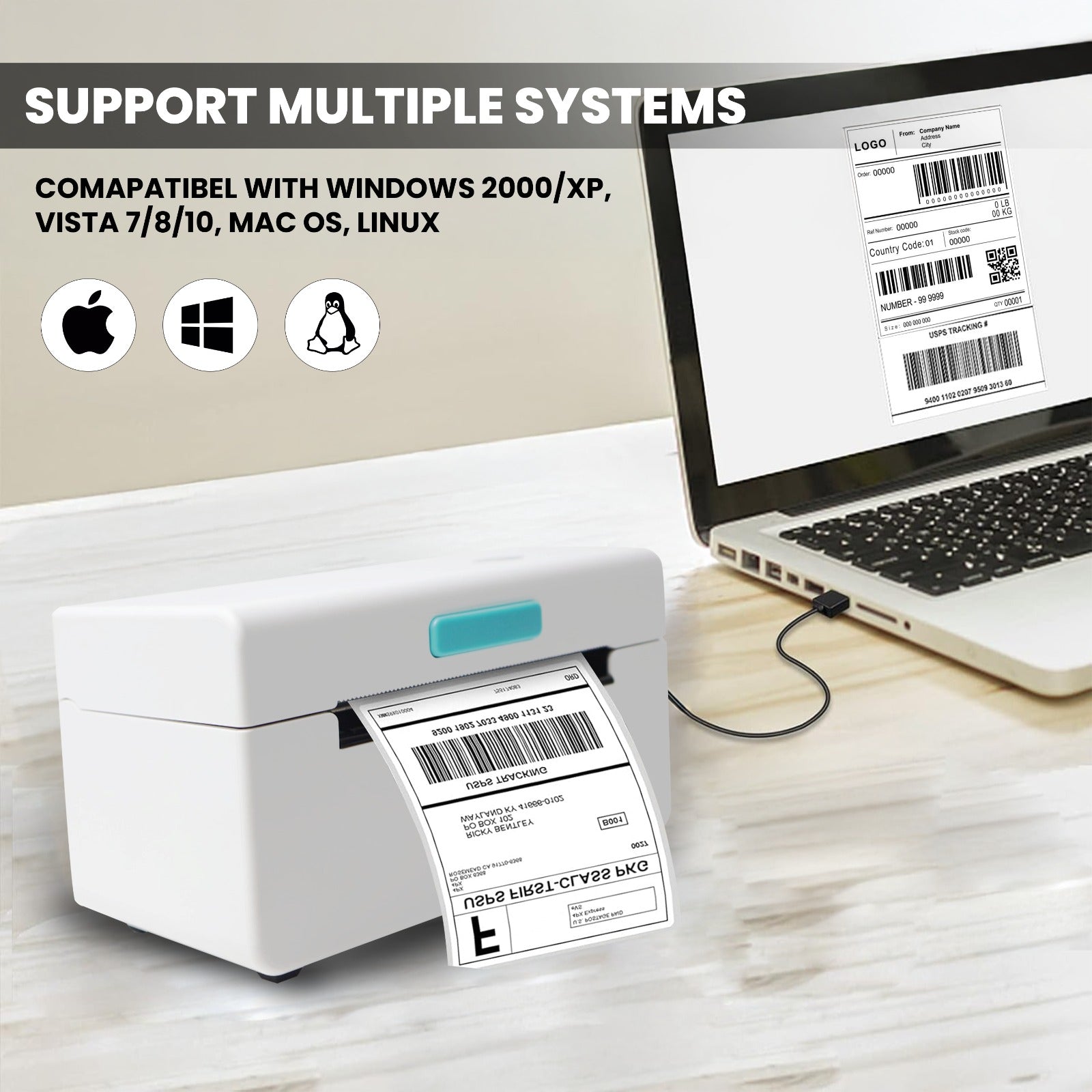 POSiFLOW (CA410 100mm Bluetooth Barcode Label + Receipt Printer with Free 250 Labels